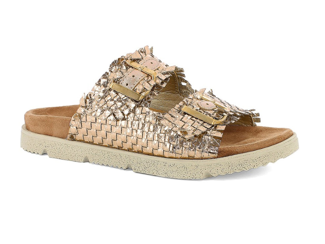 Inblu ciabatta donna doppia fascia con fibbie, rame taglia 40