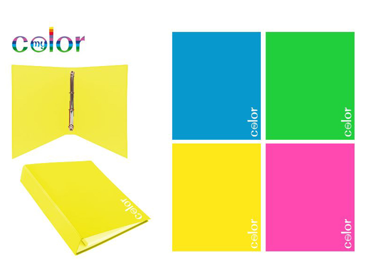 Raccoglitore con 4 anelli fluo assortito