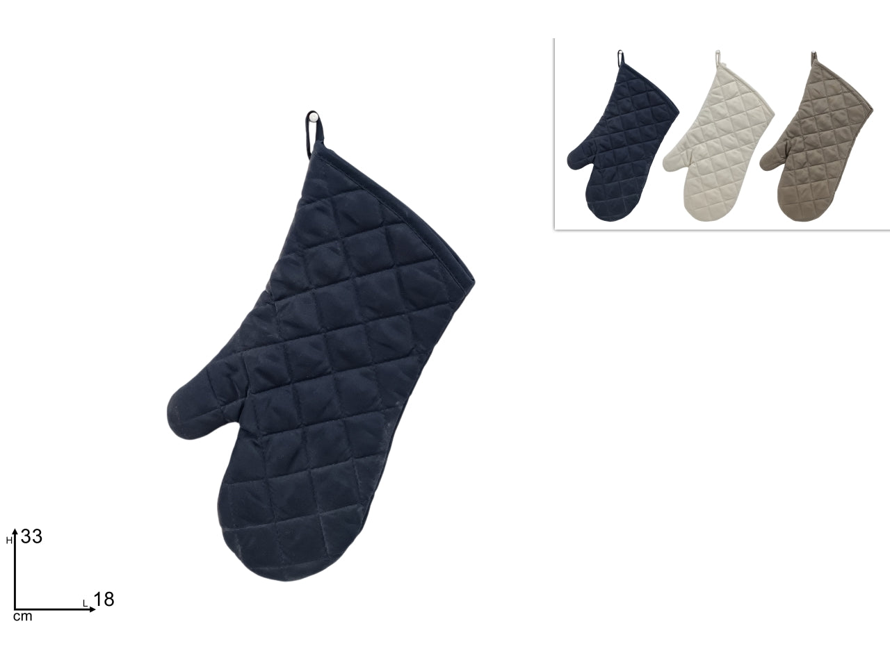 Guanto da forno in tessuto 33cm in 3 colori assortiti