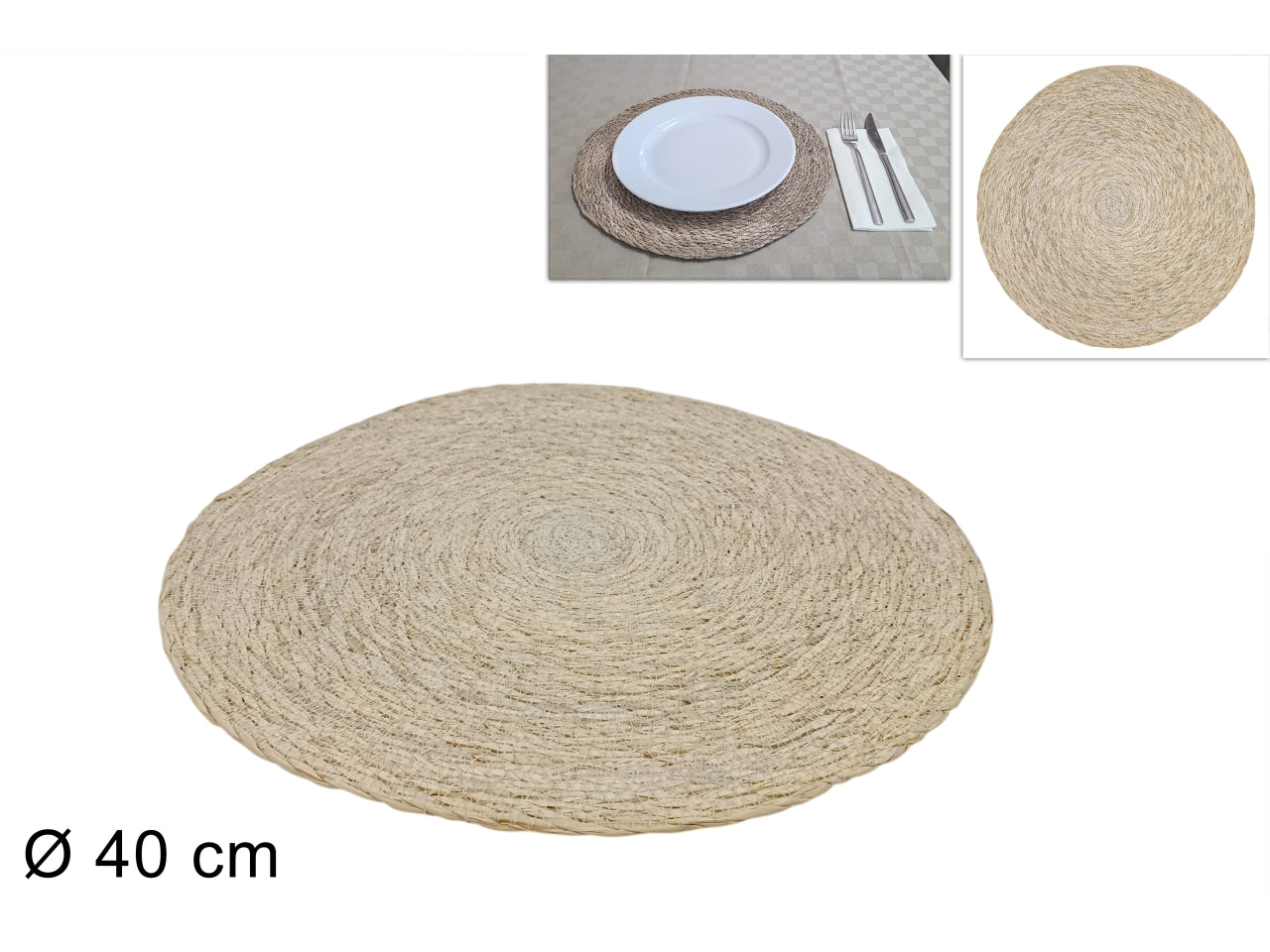 Tovaglietta in corda tonda 40cm bianca