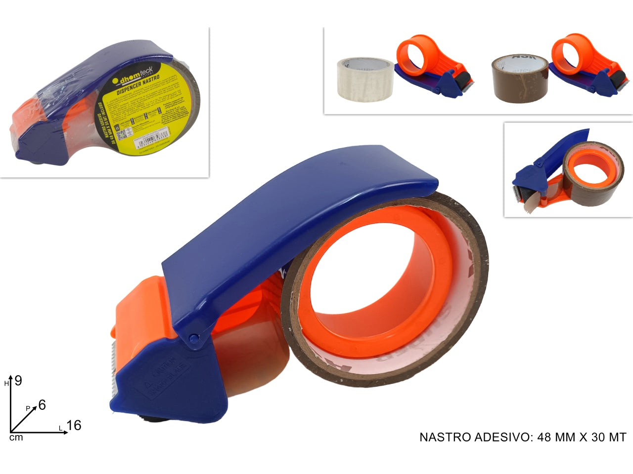 Dispencer con nastro adesivo 48mmx30mt 2ass