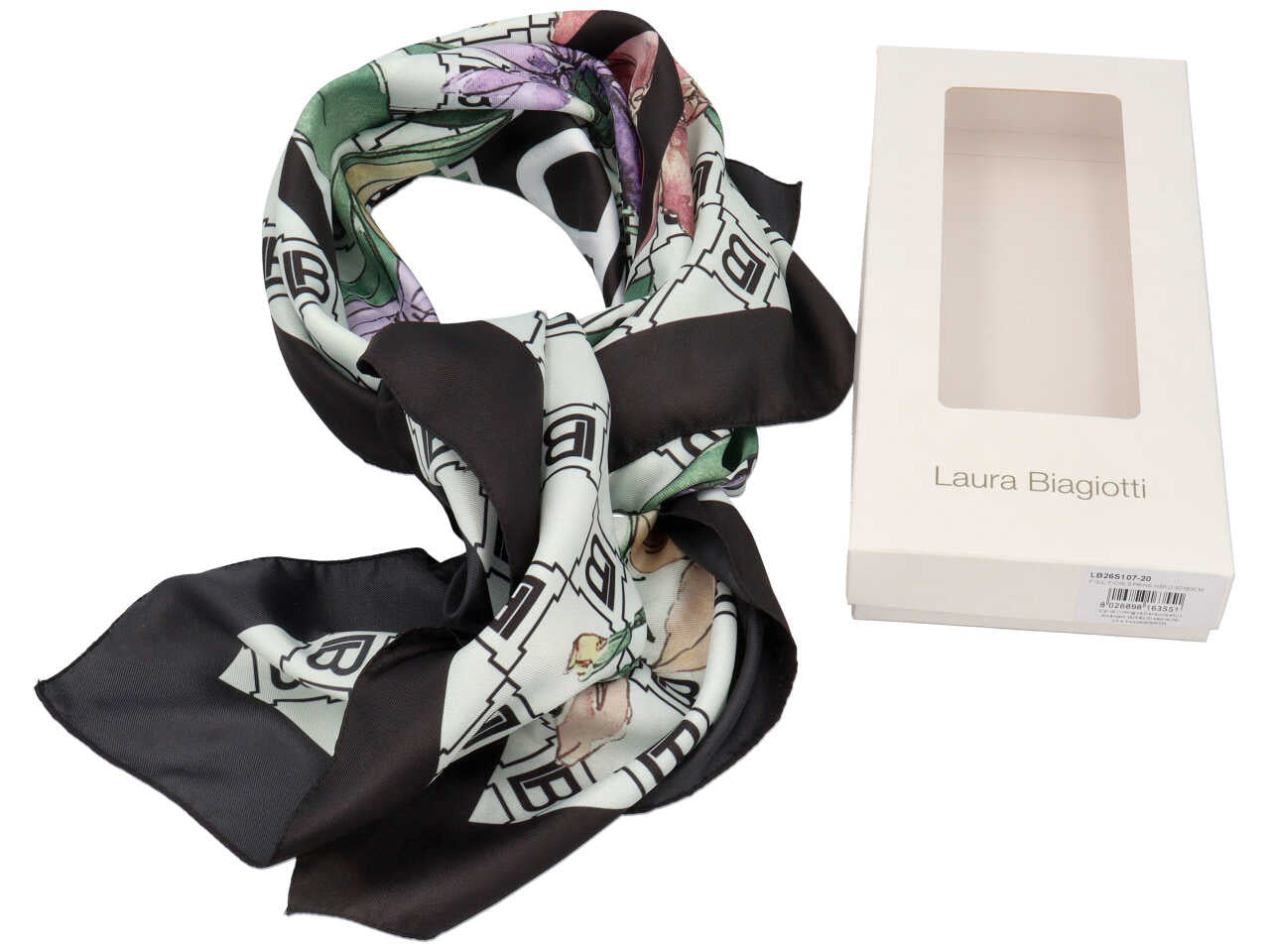 Foulard fiori spring nero 90x90cm