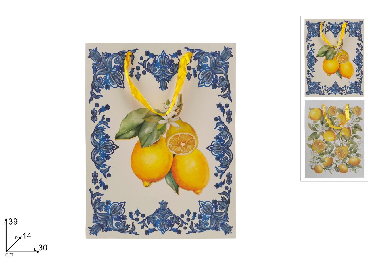 Shopper decoro limoni 39x30x14cm in 2 assortimenti