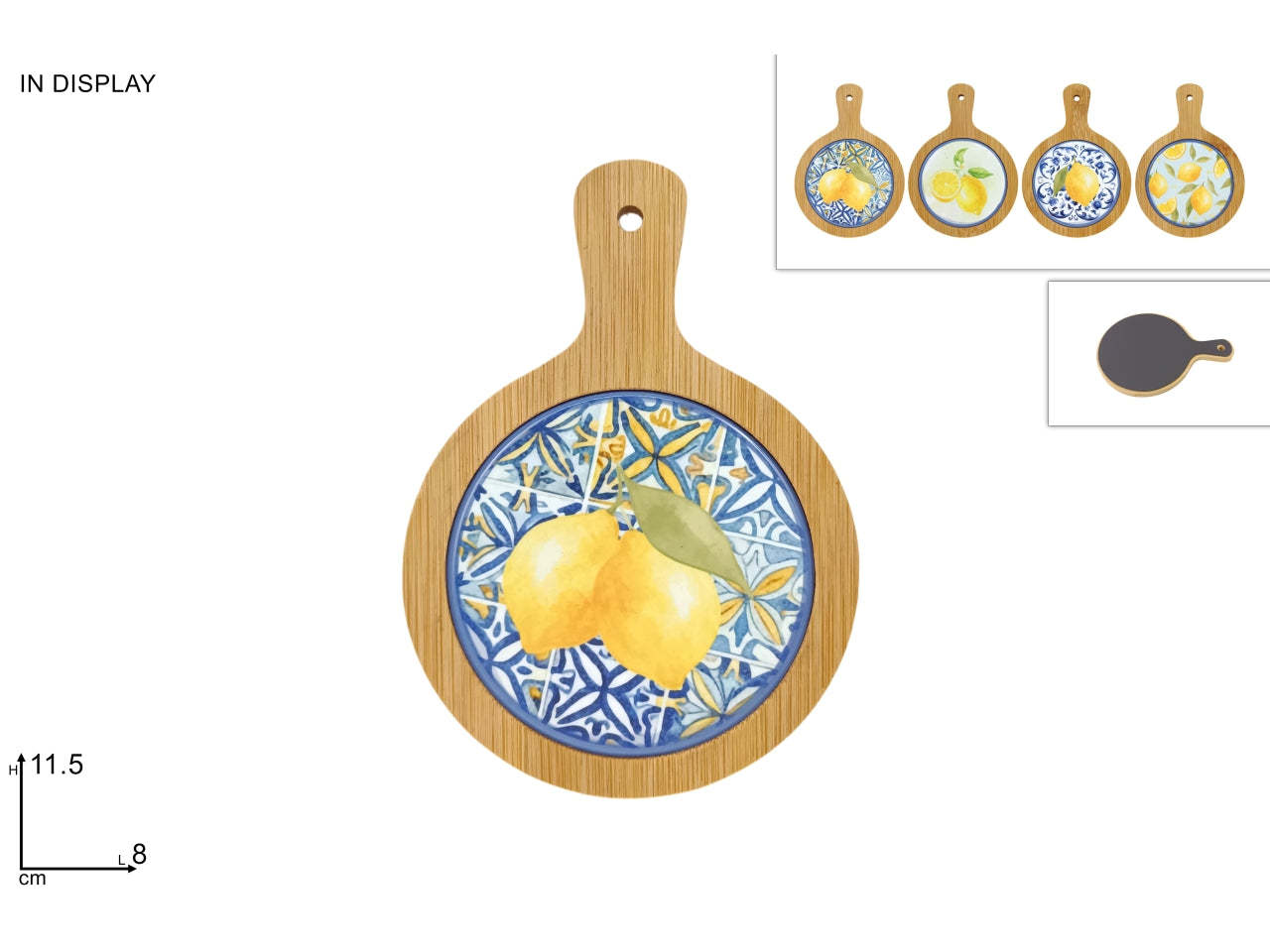 Magnete tagliere tondo con limoni in 4 varianti assortiti