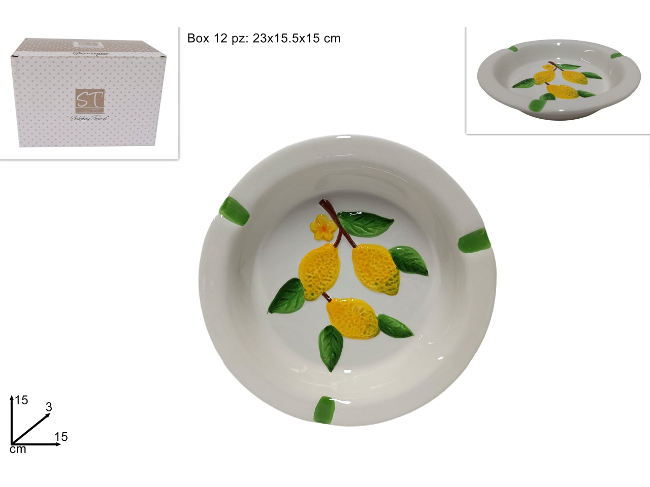 Posacenere in ceramica con limoni