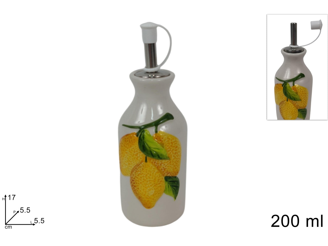 Bottiglia olio/aceto 200ml con limoni