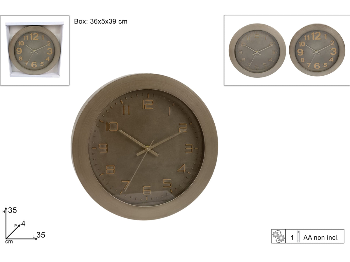 Orologio da muro tondo 35cm in 2 varianti di colore