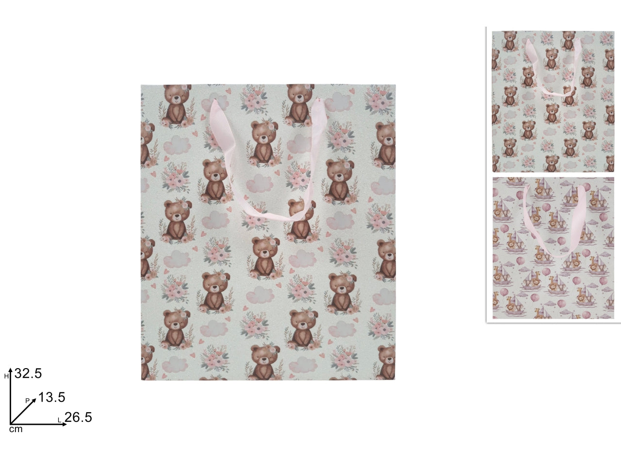 Shopper 32,5x26,5x13,5cm bimba con glitter rosa, in 2 assortimenti