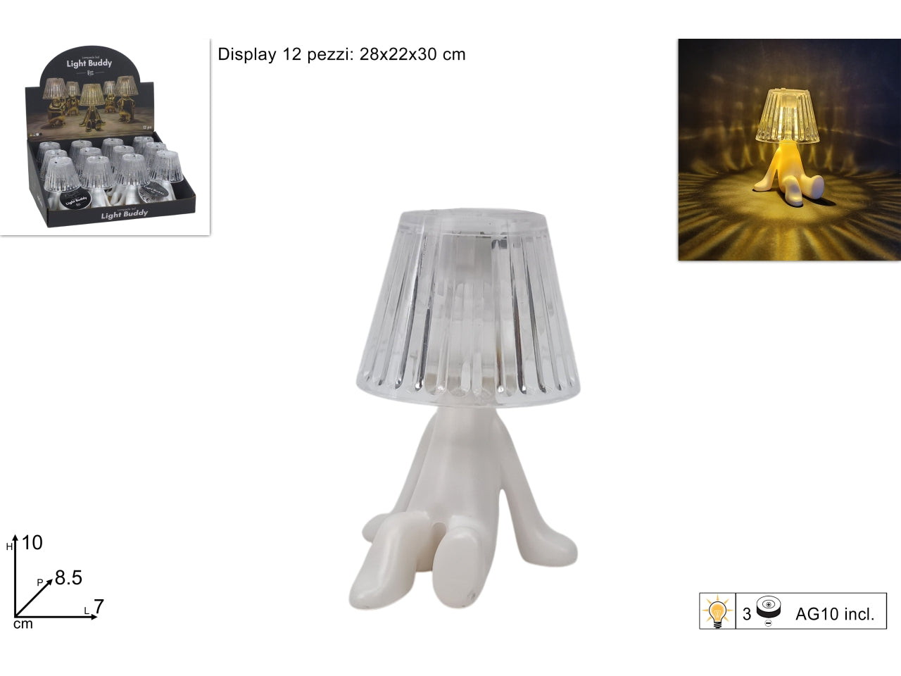 Lampada omino seduto stilizzato