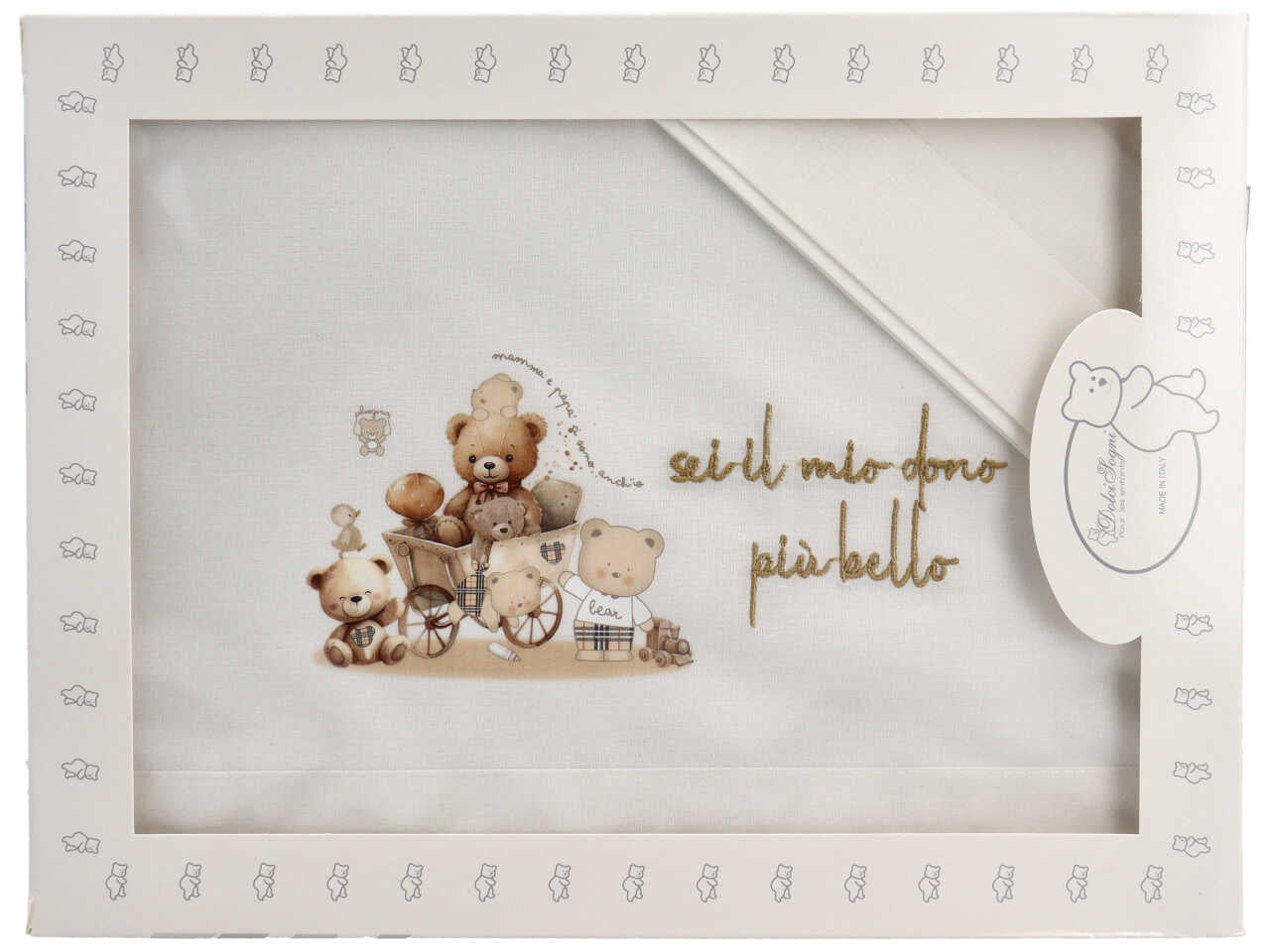 Set lenzuola culla stampato panna