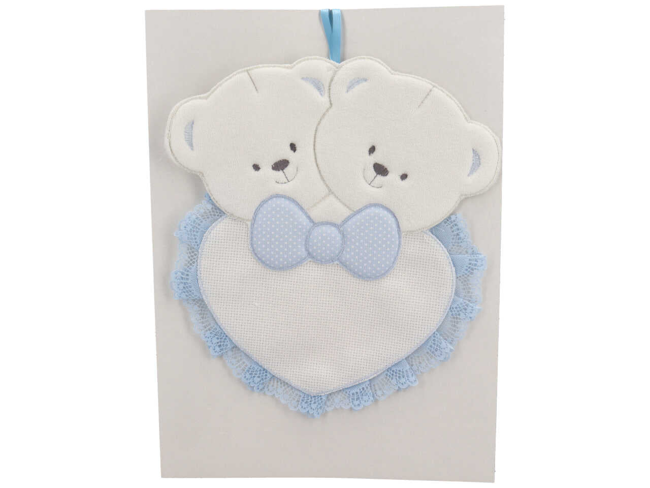 Fiocco nascita doppio orsetto cielo
