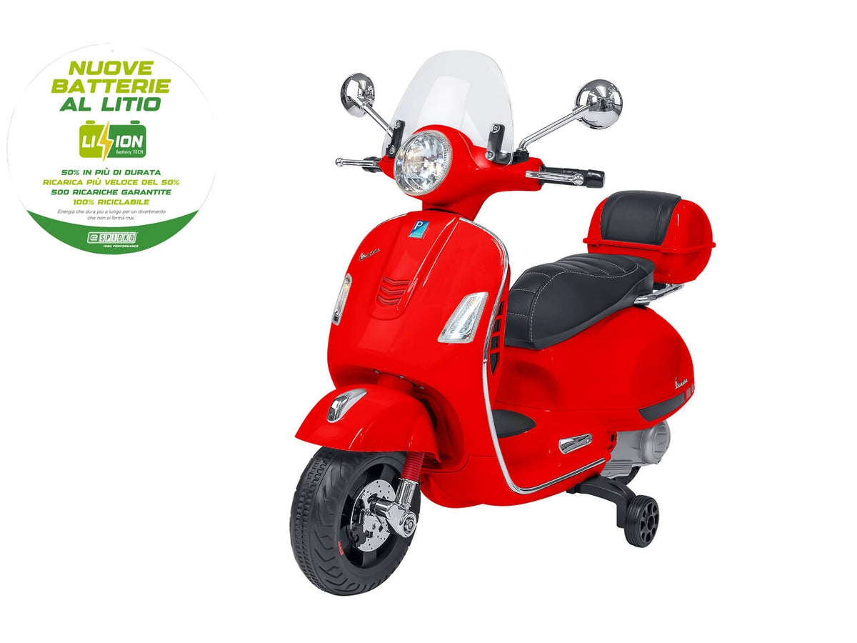 E-spidko vespa a batteria li-ion gts 12v di colore rosso