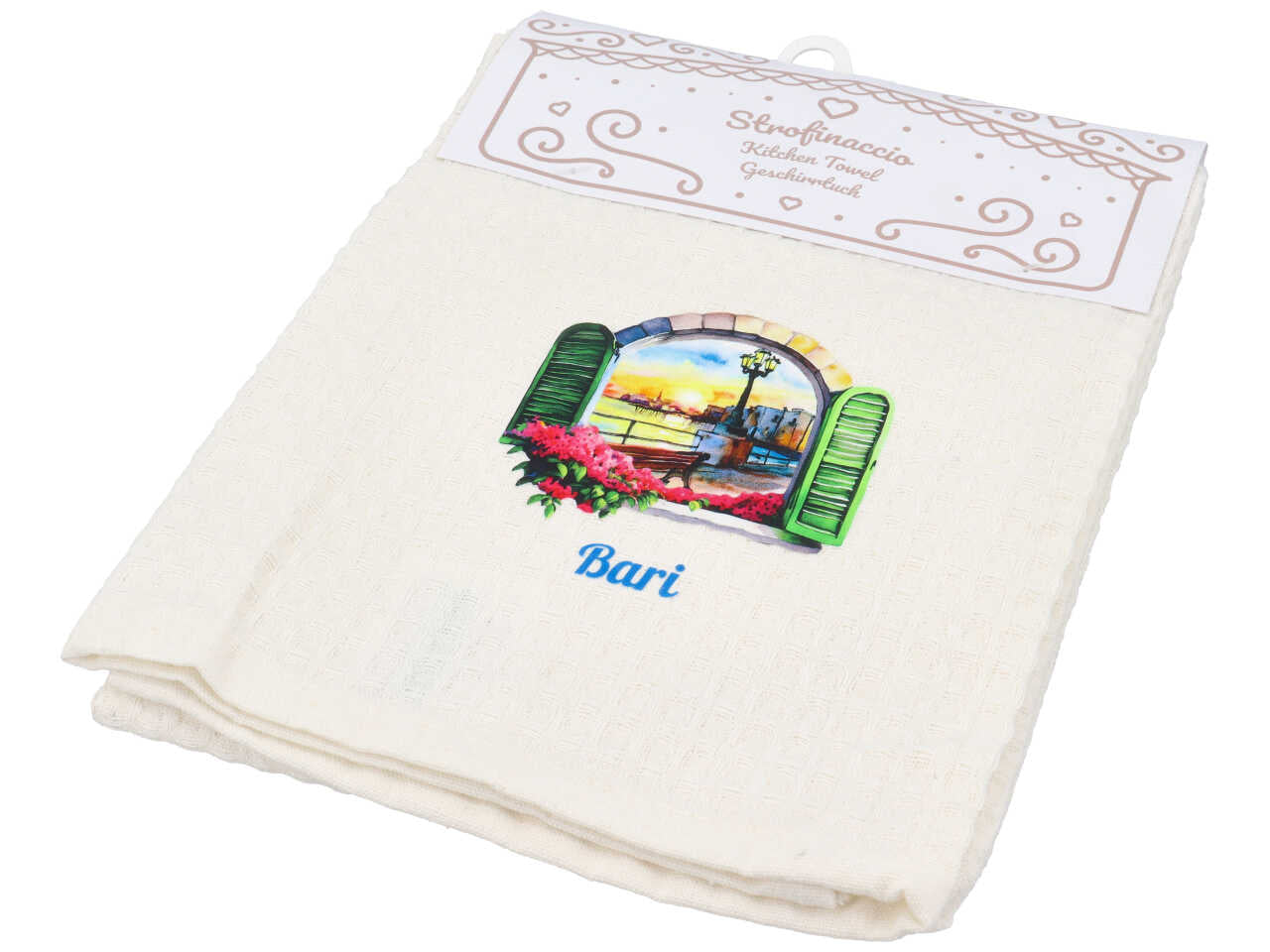 Strofinaccio cotone bianco stampa