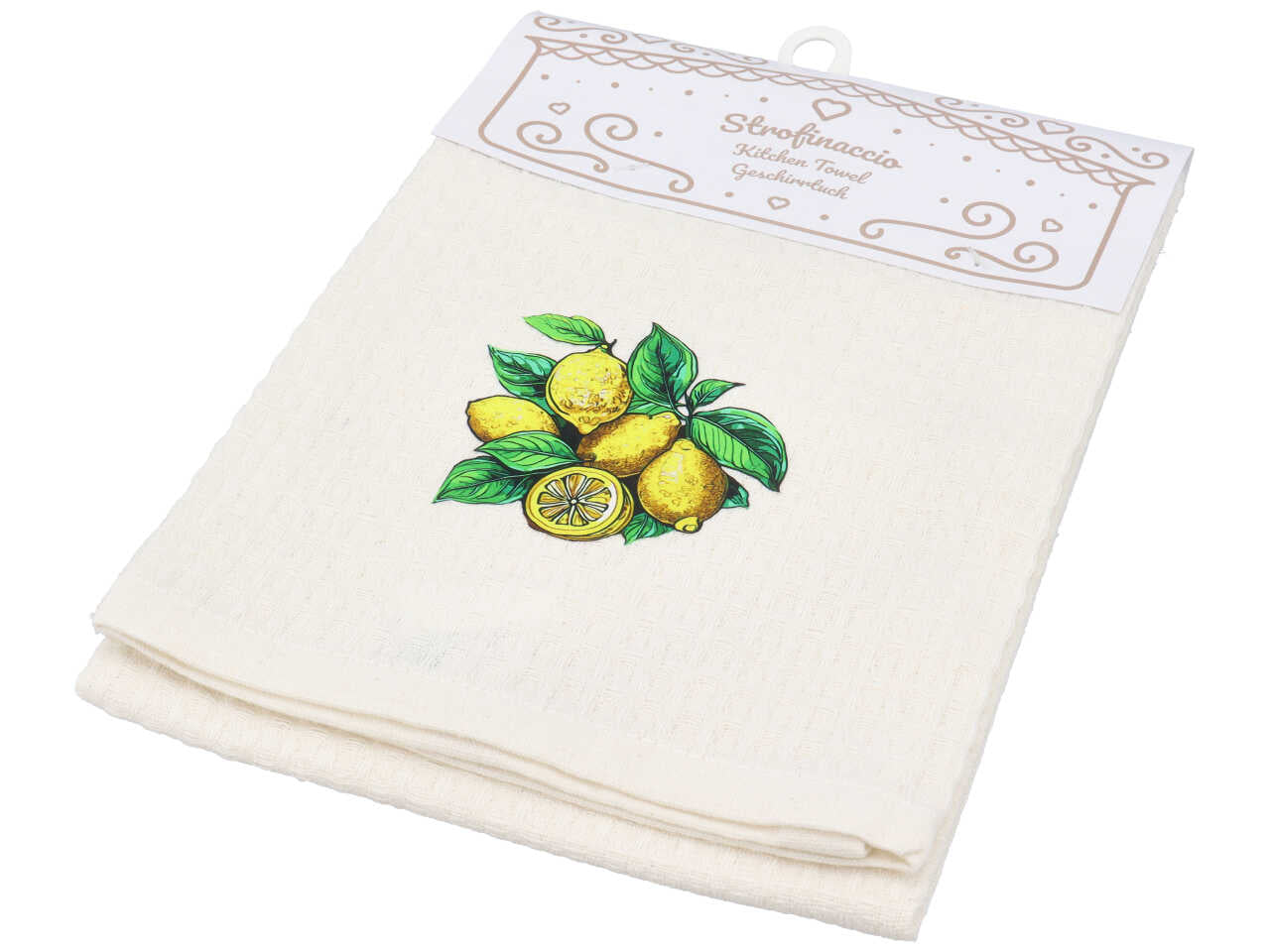 Strofinaccio cotone bianco stampa limone
