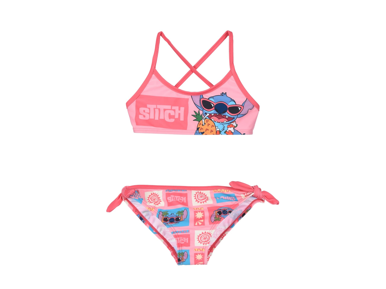 Lilo e stitch costume mare bikini taglie dalla 3 alla 8 anni rosa
