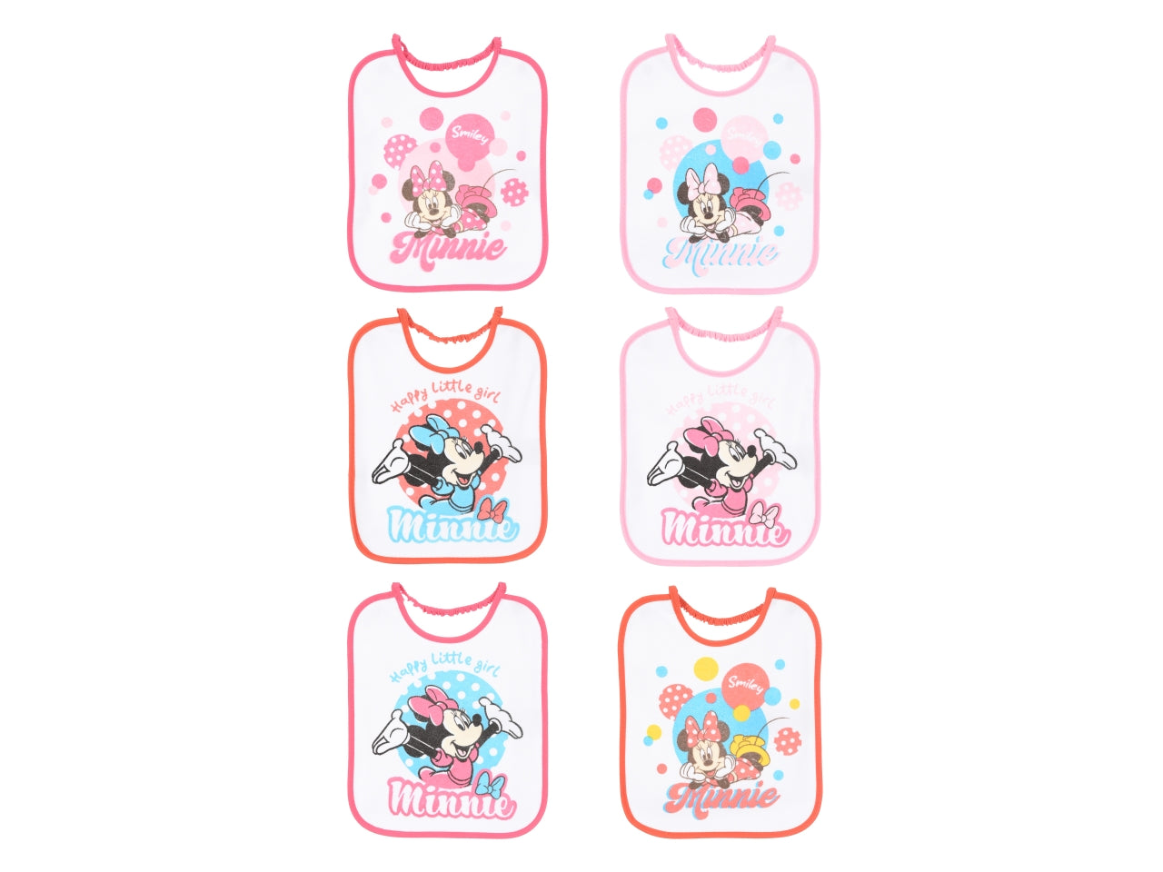 Minnie set 6 bavette 27x22,5cm assortite