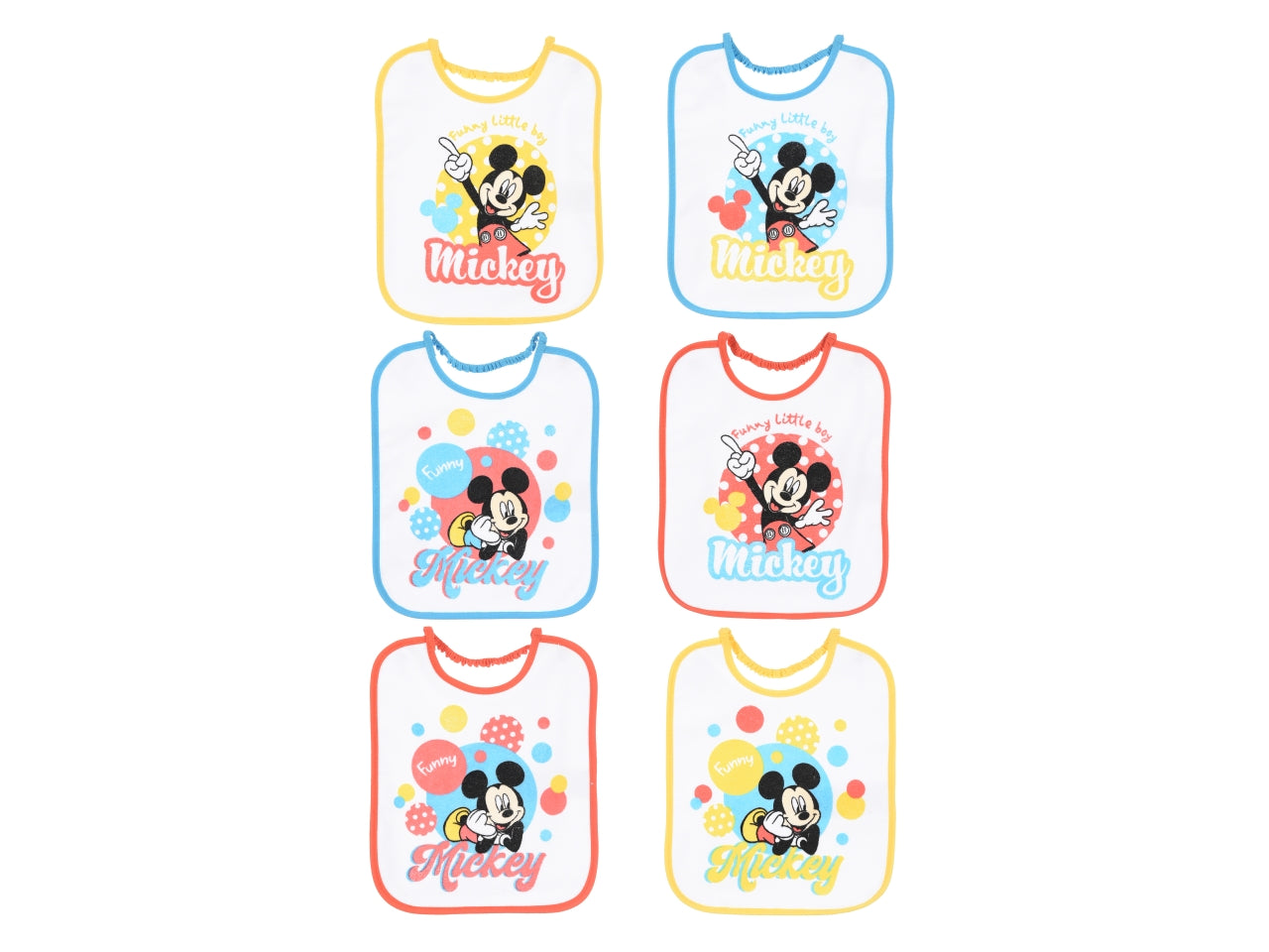 Mickey set 6 bavette 27x22,5cm assortite