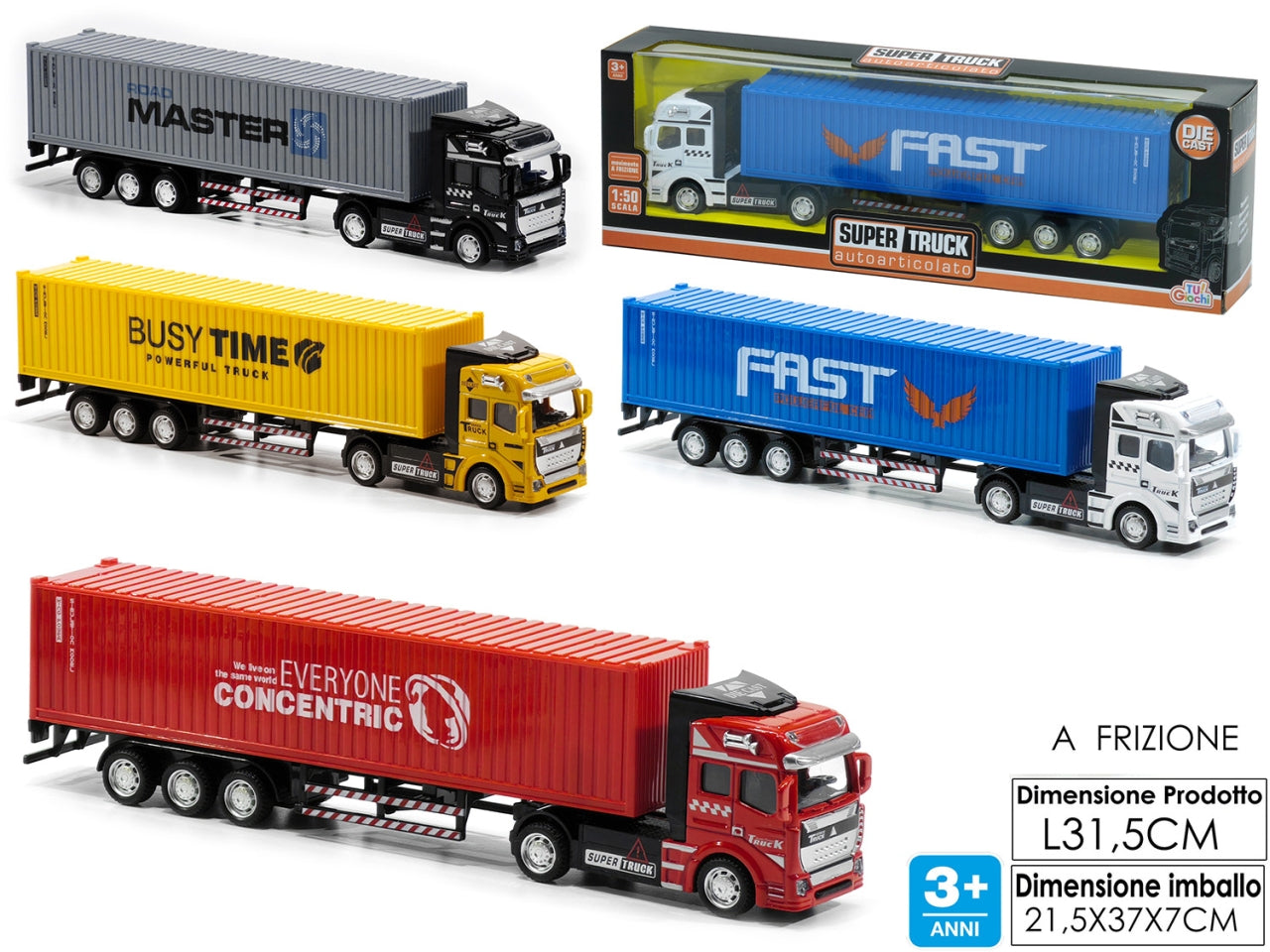 Autoarticolato die-cast a friz. 4assortiti