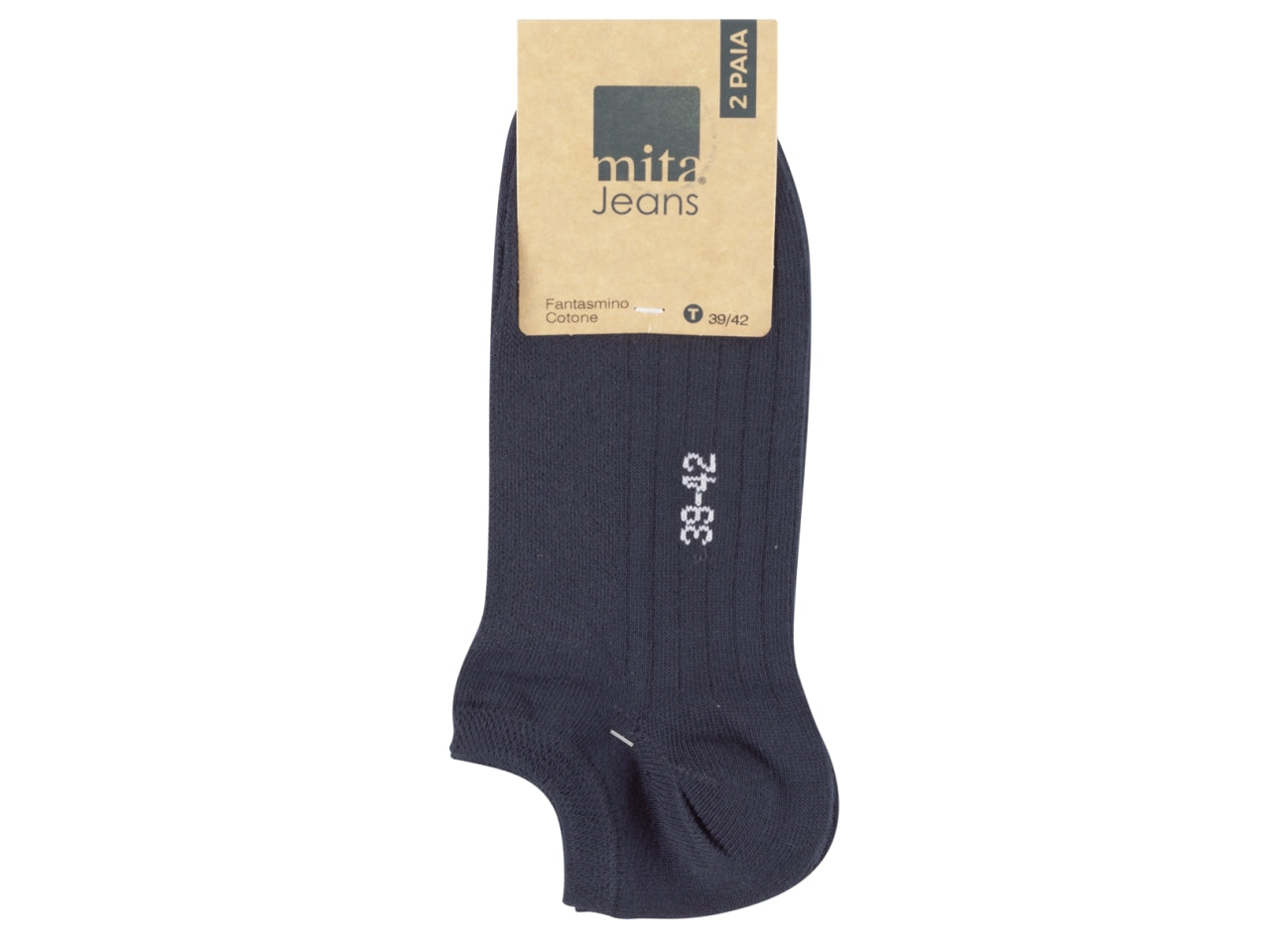 Calza fantasmino da uomo maglia jersey e traforo in cotone set da 2 paia blu notte tg 39/42