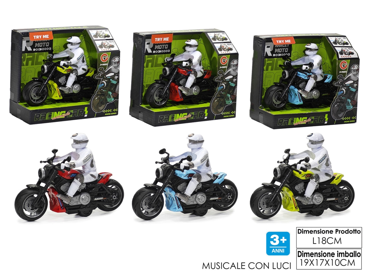 Moto luci e suoni 3assortimenti