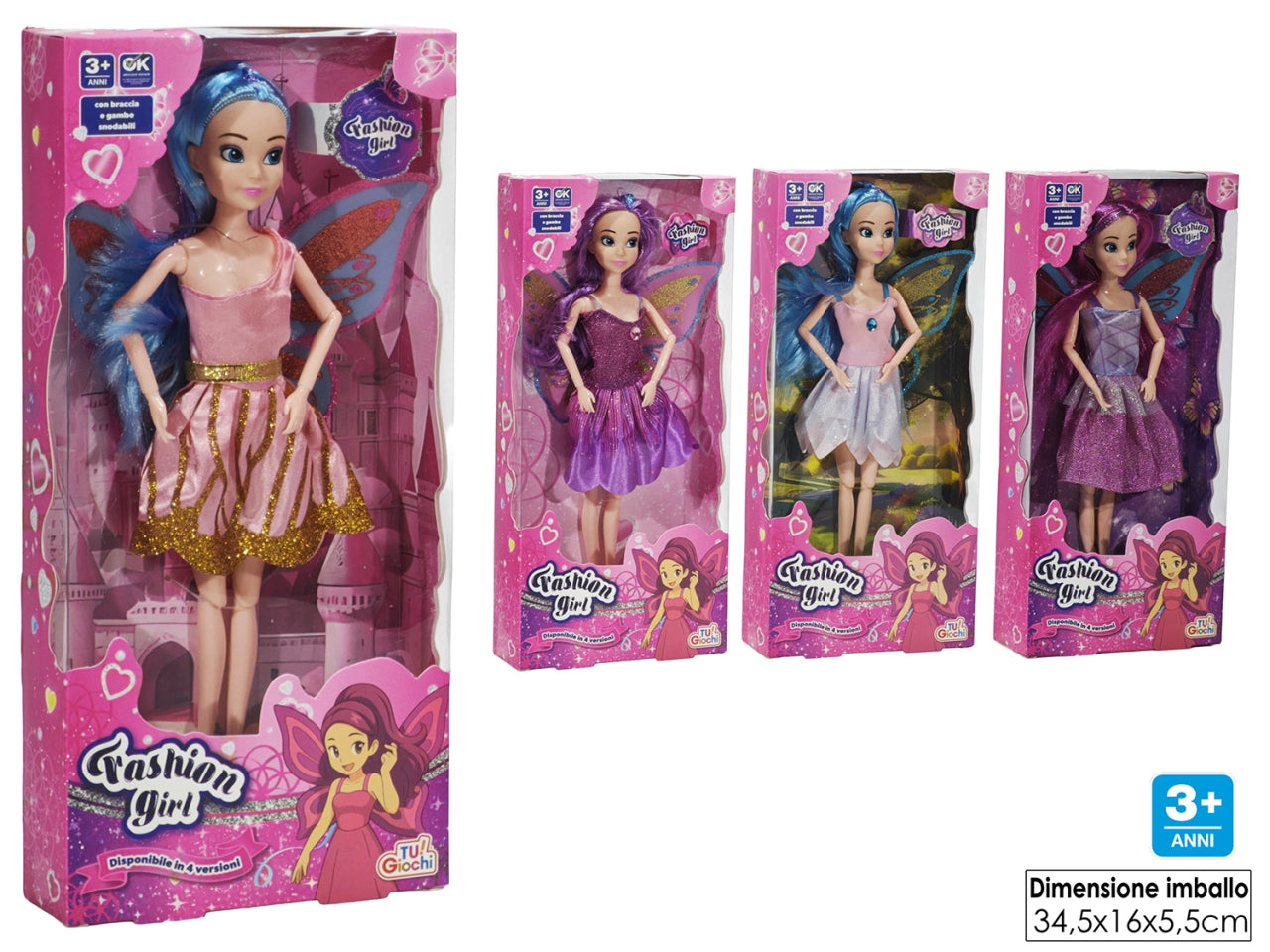 Bambola fashion girl 4assortimenti
