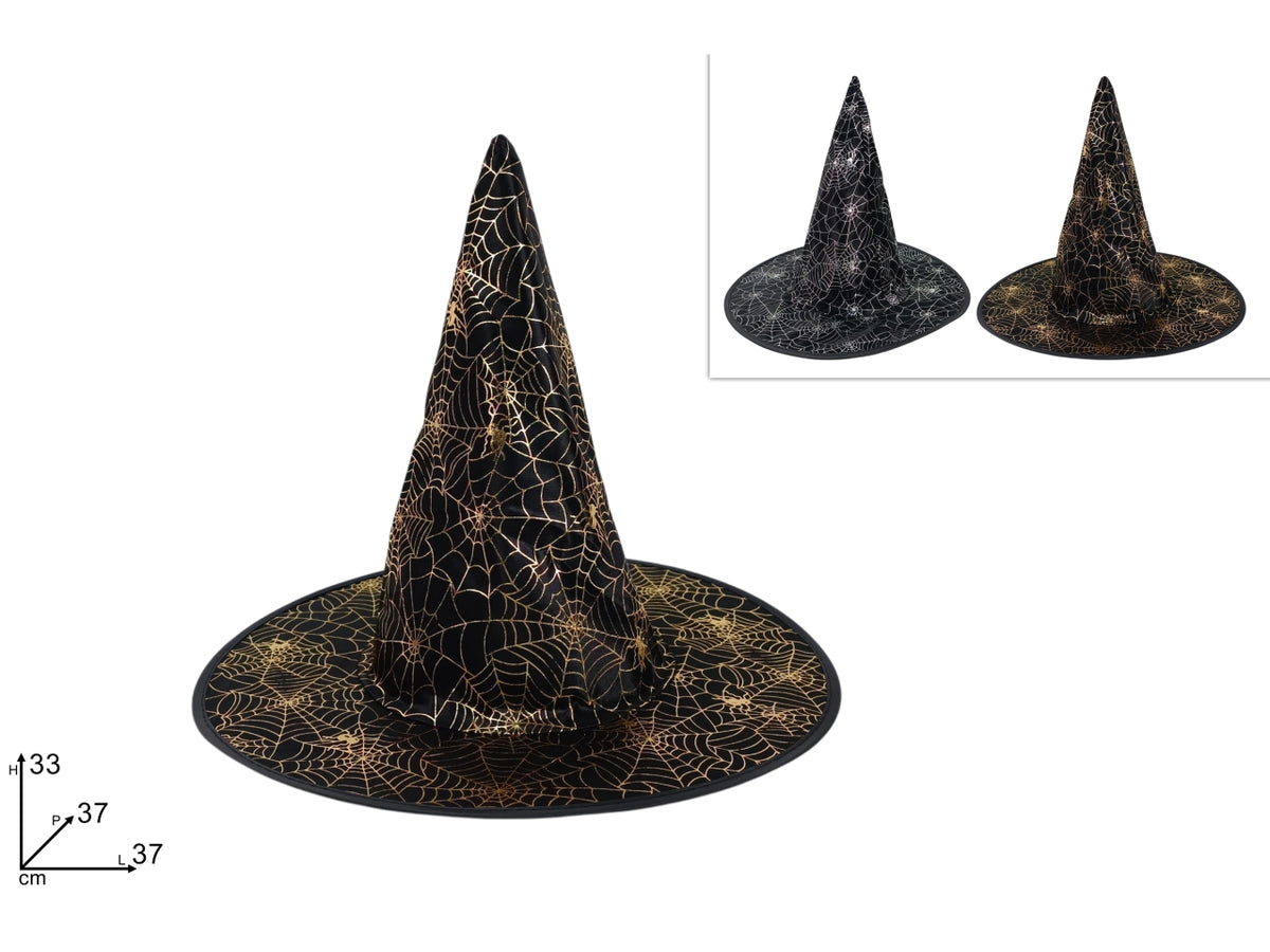 Cappello strega con ragnatela in 2 colori assortiti