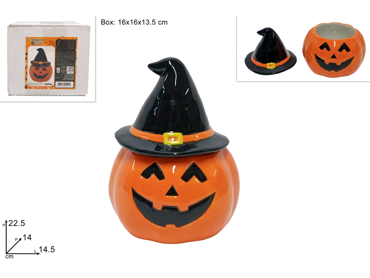Zucca barattolo in ceramica con cappello 14,5xh.22,5cm