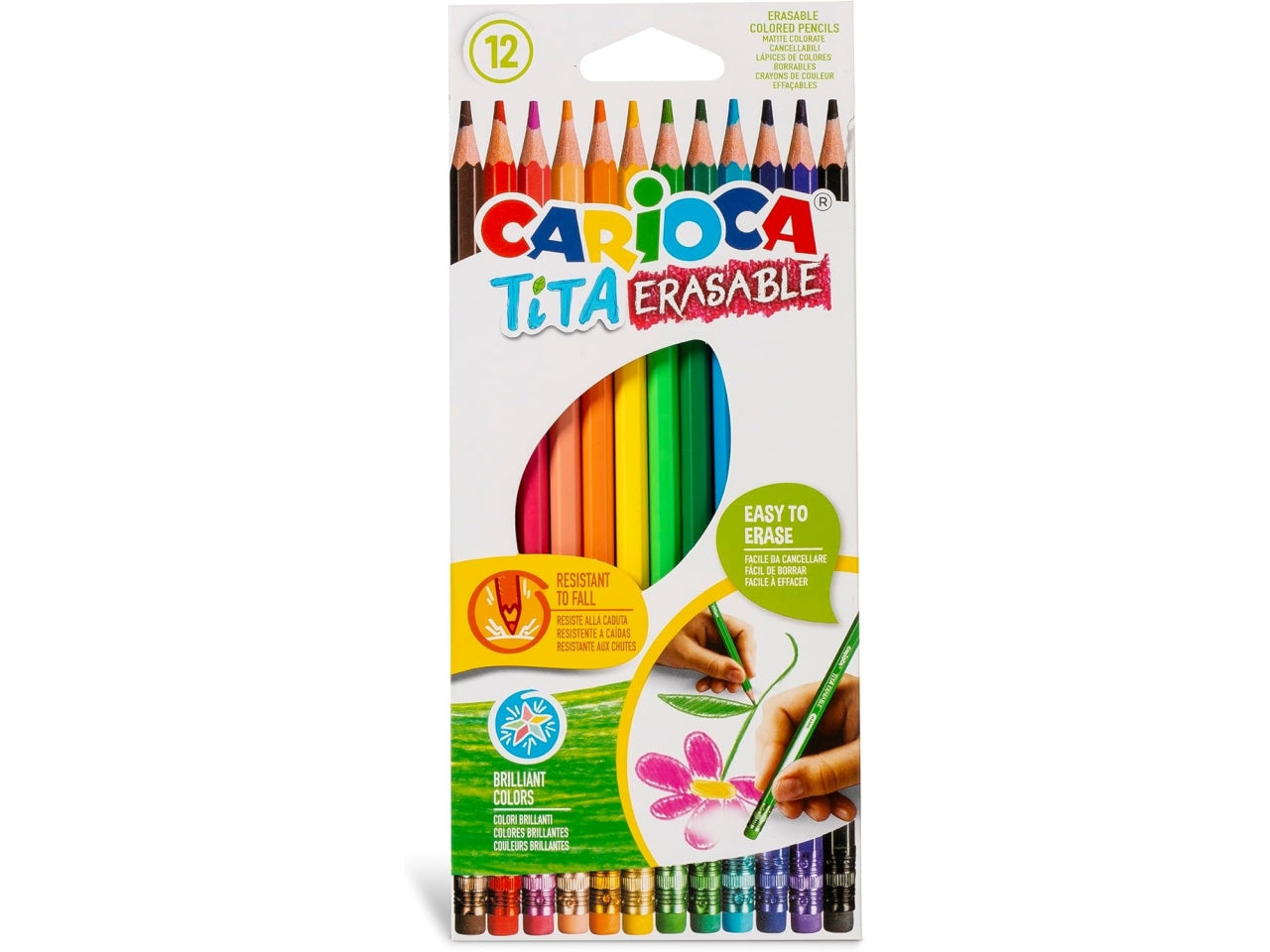Pastelli cancellabili Carioca Tita Erasable, astucci da 12 matite colorate