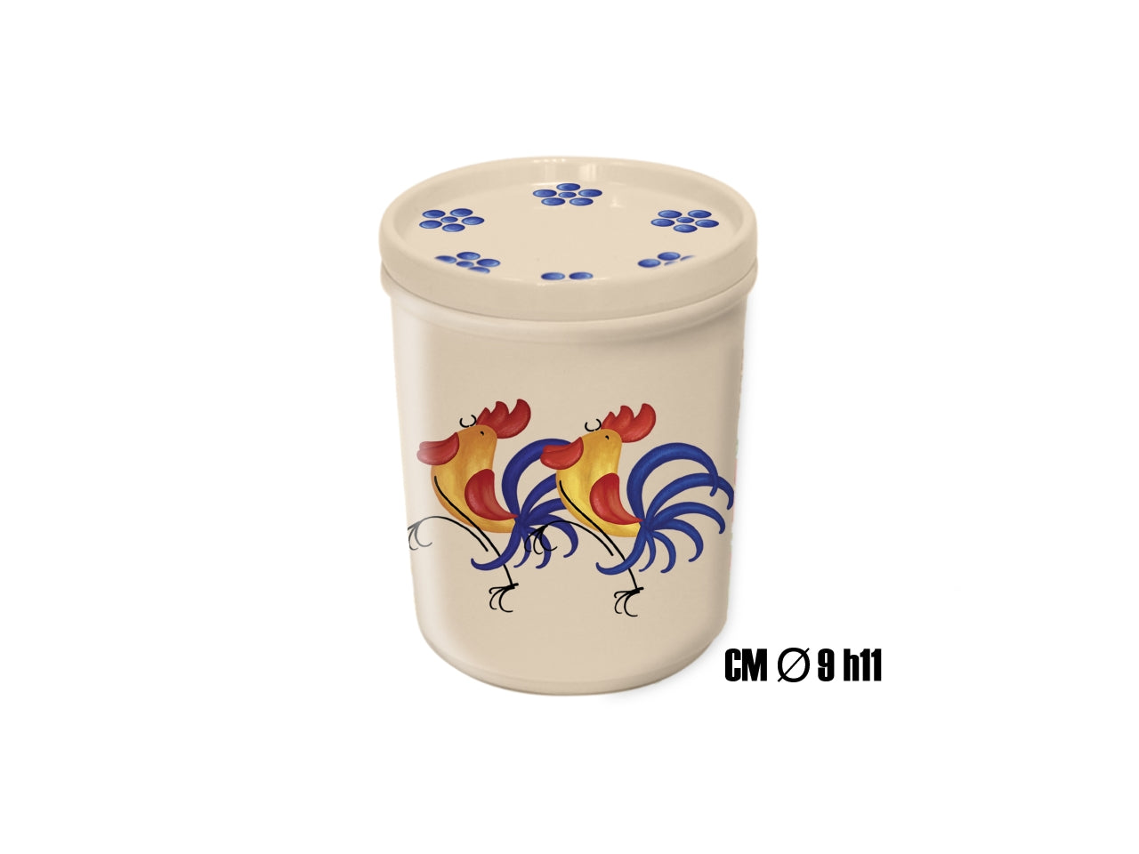 Barattolo in melamina 9x h.11cm decoro Dolce Galli