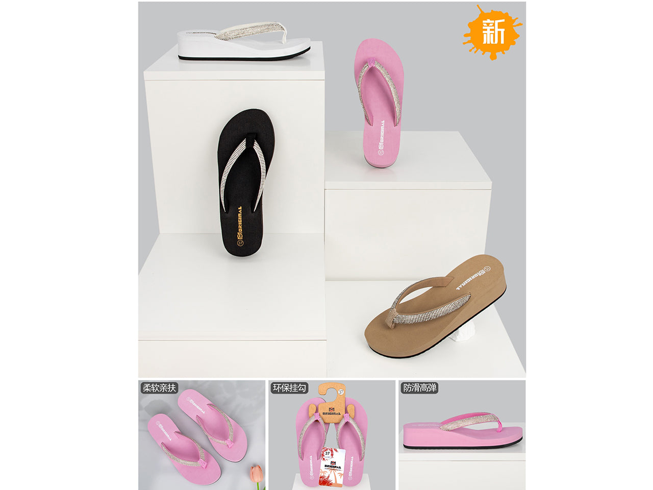 Infradito da donna con strass, taglie dalla 36 alla 41 in colori assortiti