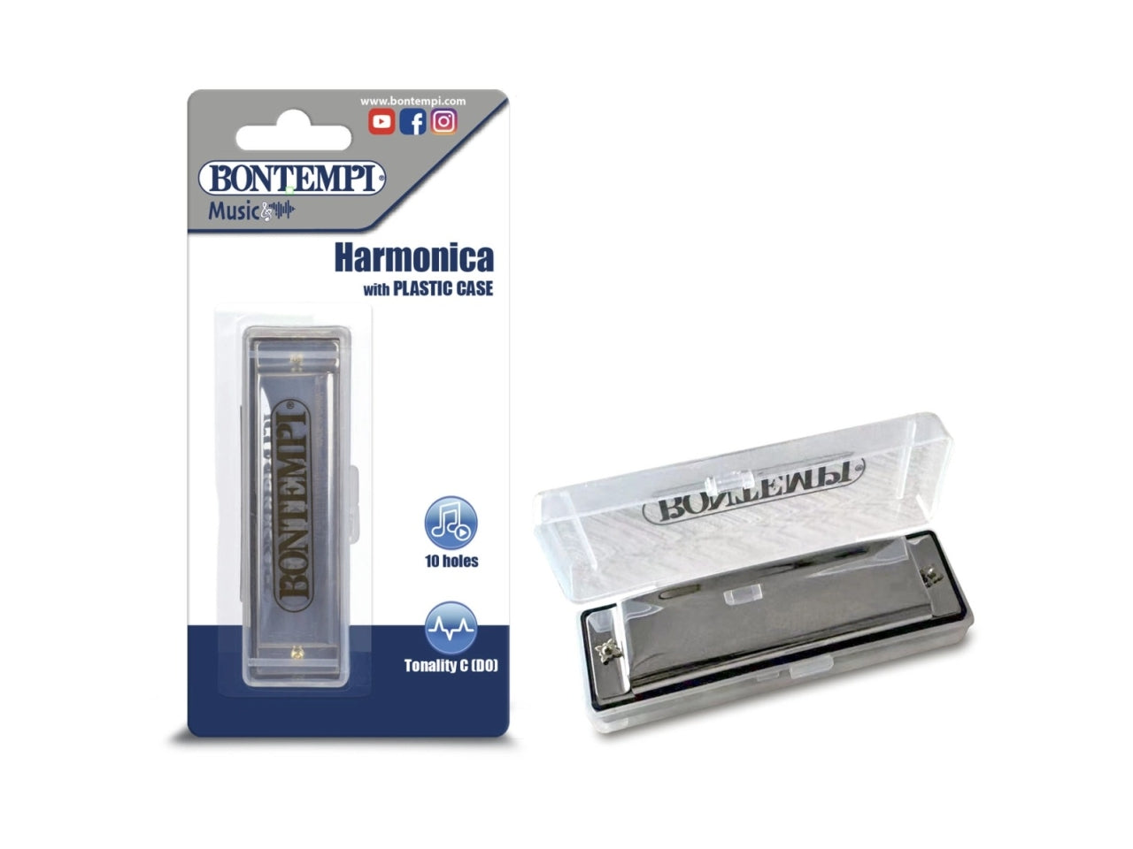 Armonica in metallo con ance in metallo e custodia in plastica