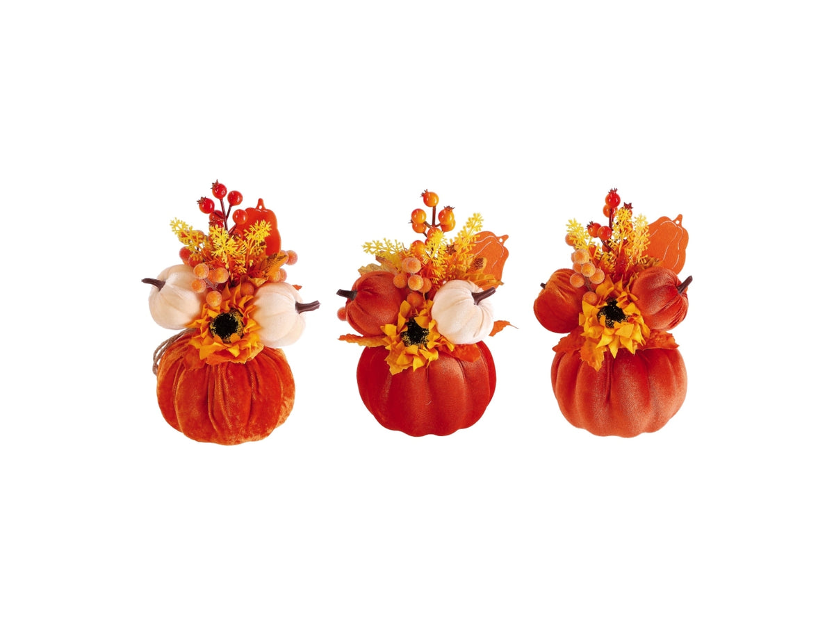 Composizione con zucca 14xh.21cm in 3 assortimenti