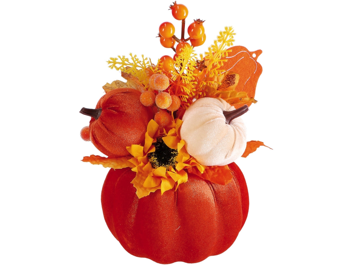 Composizione con zucca 14xh.21cm in 3 assortimenti