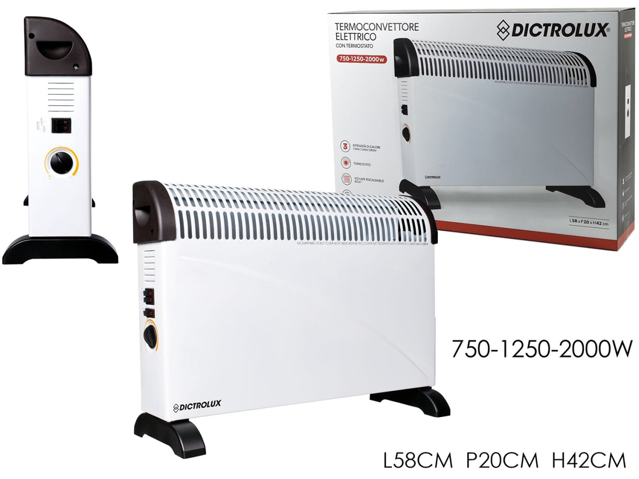 Termoconvettore 2000w 58x42xh.42cm