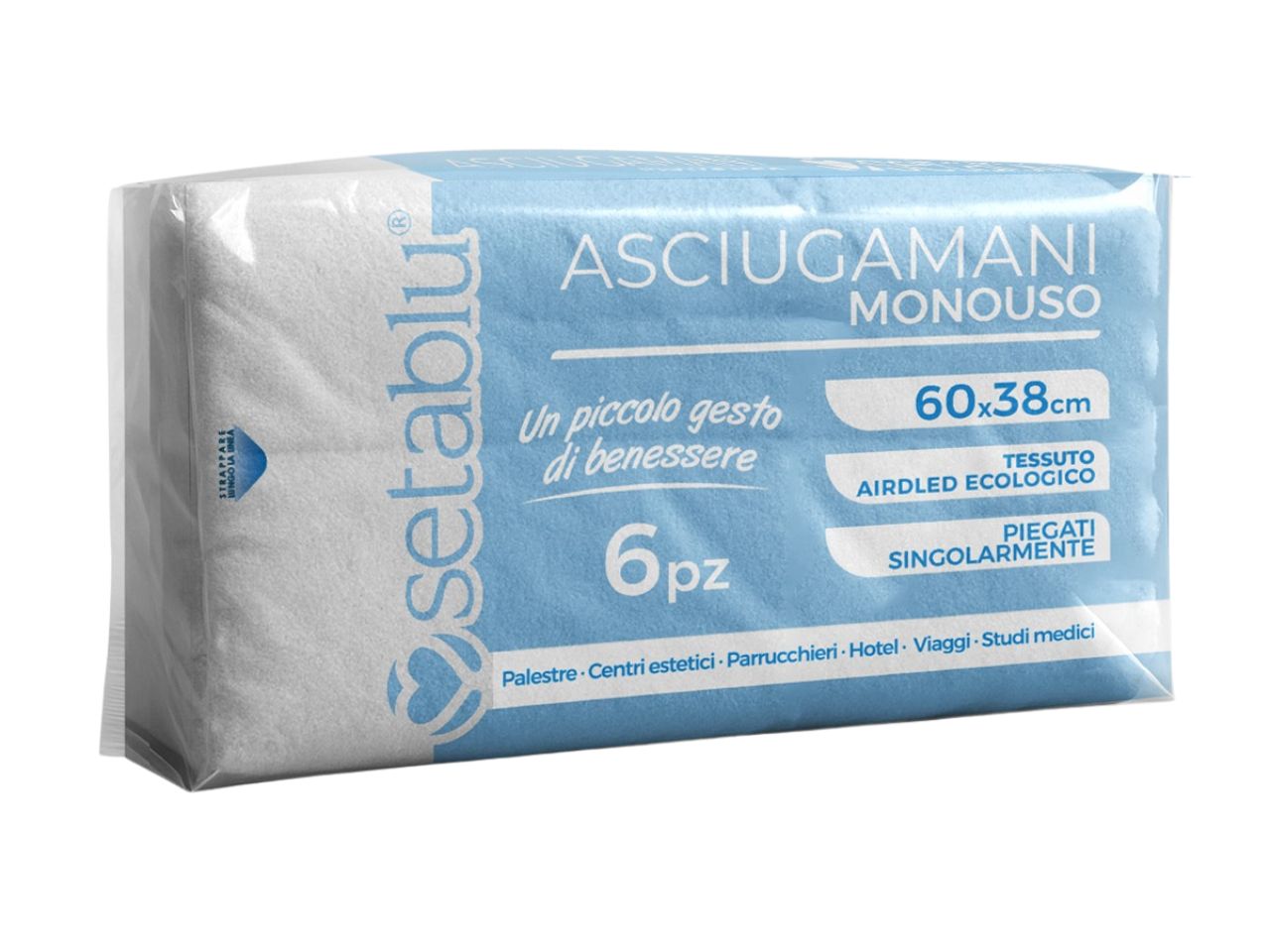 Asciugamani monouso 60x38cm set da 6 asciugamani