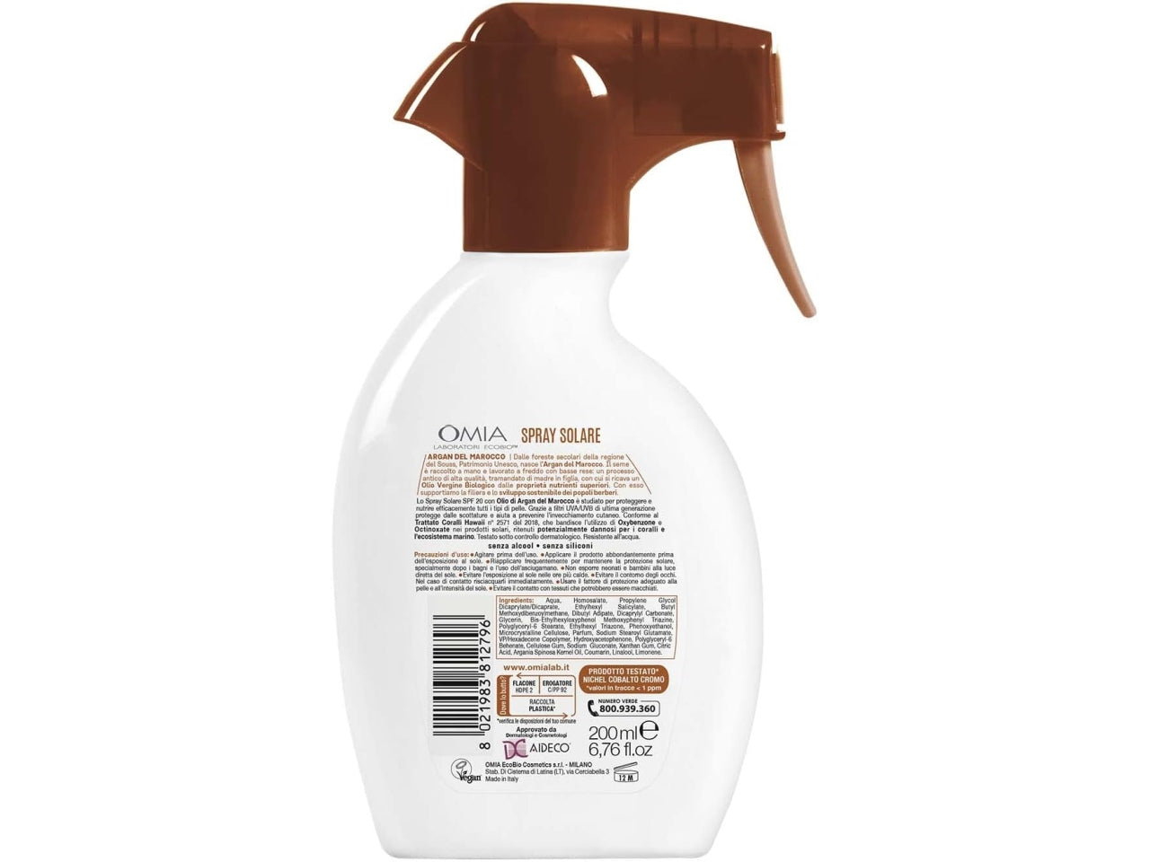 Omia solare argan trigger spf20 200ml $