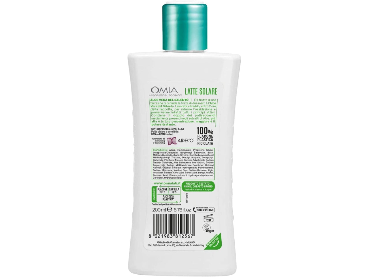 Omia latte solare aloe sal.spf30 200ml
