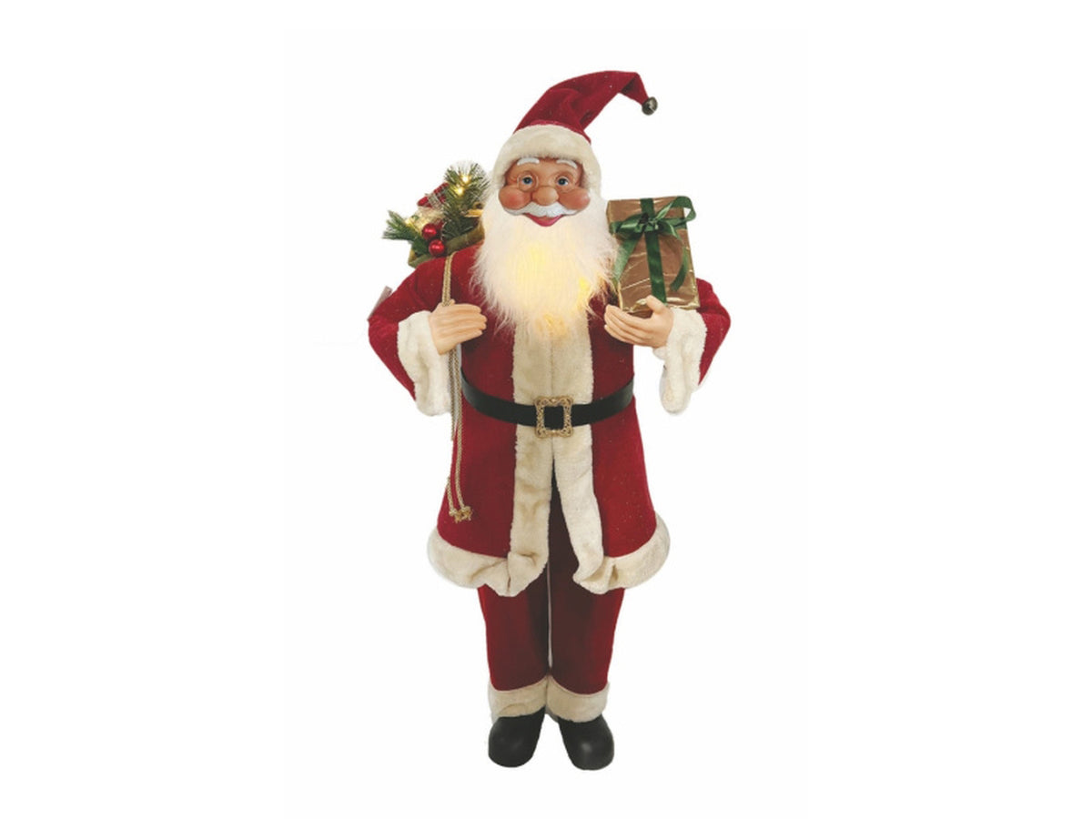 Babbo Natale maxi 110cm con musica e barba luminosa