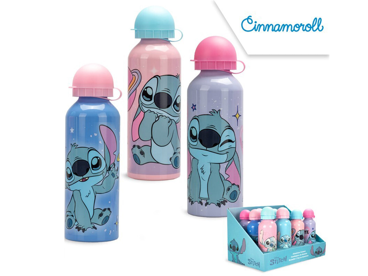 Stitch borraccia in alluminio 500ml in 3 modelli assortiti