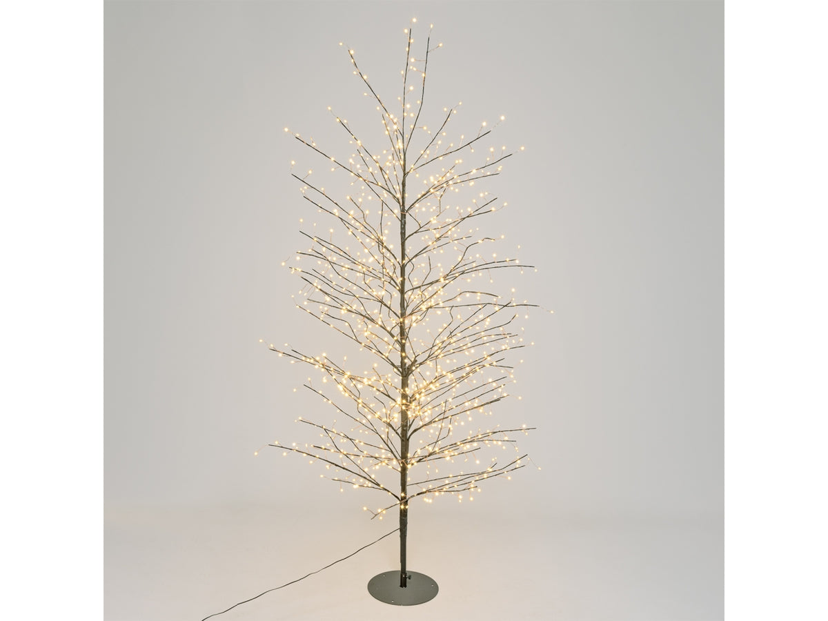 Albero ramo tiglio marrone h200cm con 1120 microled bianco caldo, gioco di luce flashled diamond, rami modellabili, IP44 interno/esterno