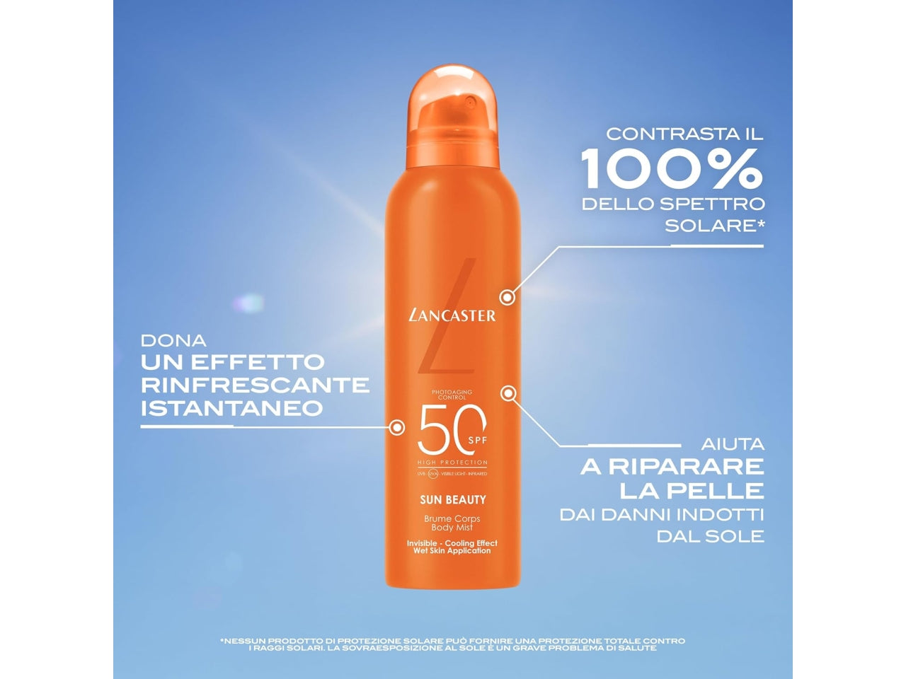 Lancaster solare sun beauty brume corps spf50 - 200ml