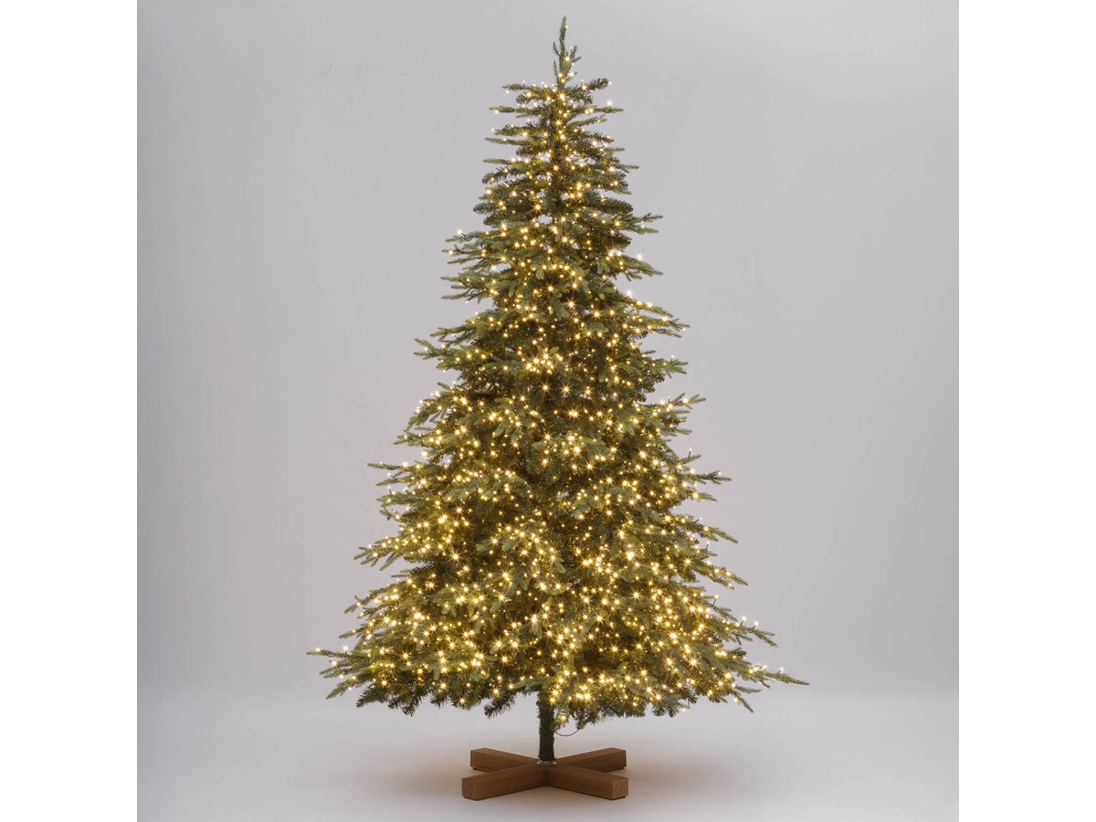 Albero di natale pino deluxe Prelit h195cm con 2950 miniled bianco caldo, 2514 punte in PE+PVC diametro 120cm apertura ad ombrello