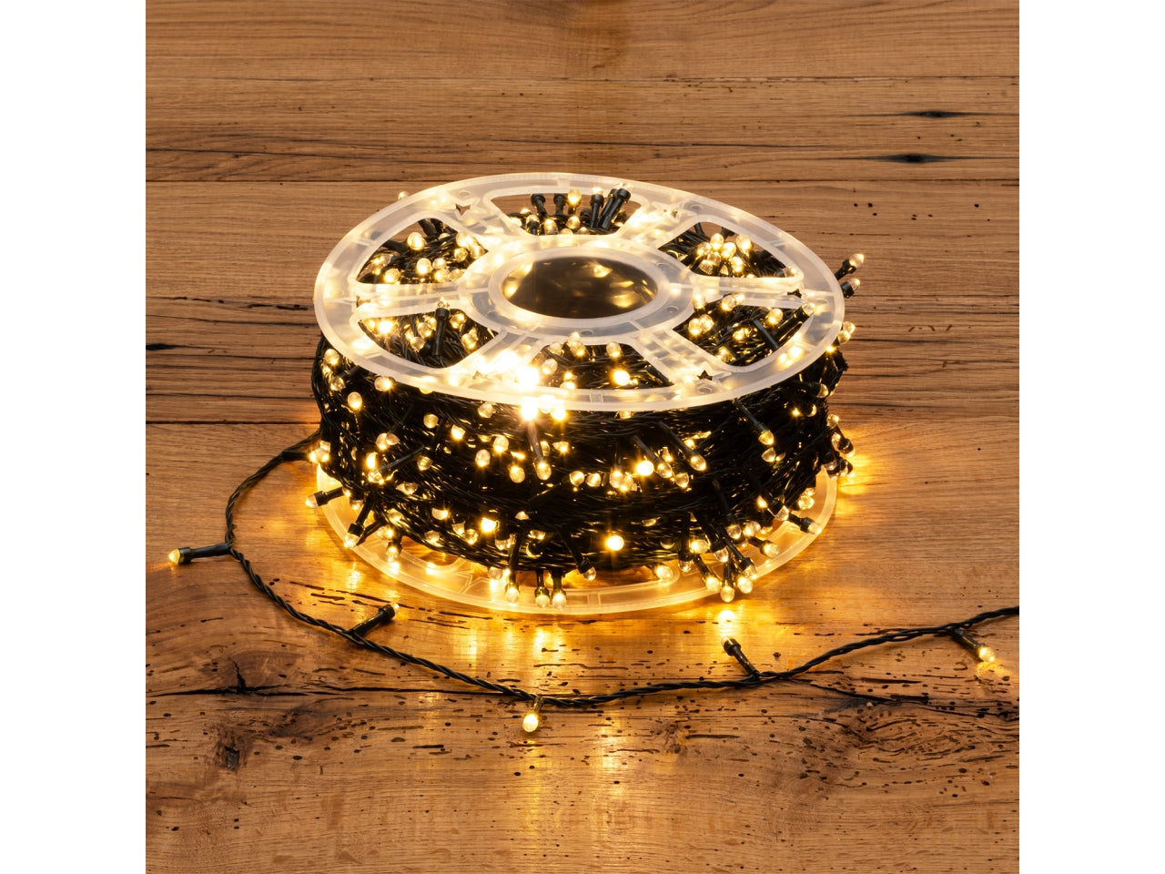 Catena luminosa 1000 maxiled 7mm bianco caldo con 8 funzioni di luce, lunghezza 100mt per uso interno/esterno
