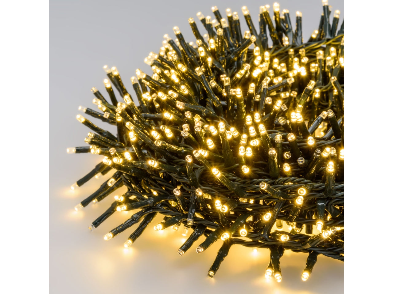 Catena luminosa 1000 miniled con flashled bianco caldo + flash freddo, lunghezza 20mt per uso interno/esterno