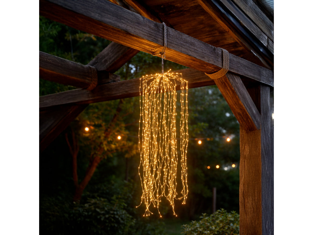 Ramo cadente luminoso Willow 200cm 736 led bianco caldo, luce fissa con ramo modellabile per uso interno/esterno