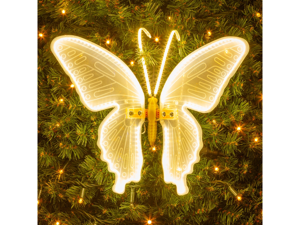 Farfalla luminosa 40cm con movimento e 244 led bianco caldo luce fissa per uso interno/esterno
