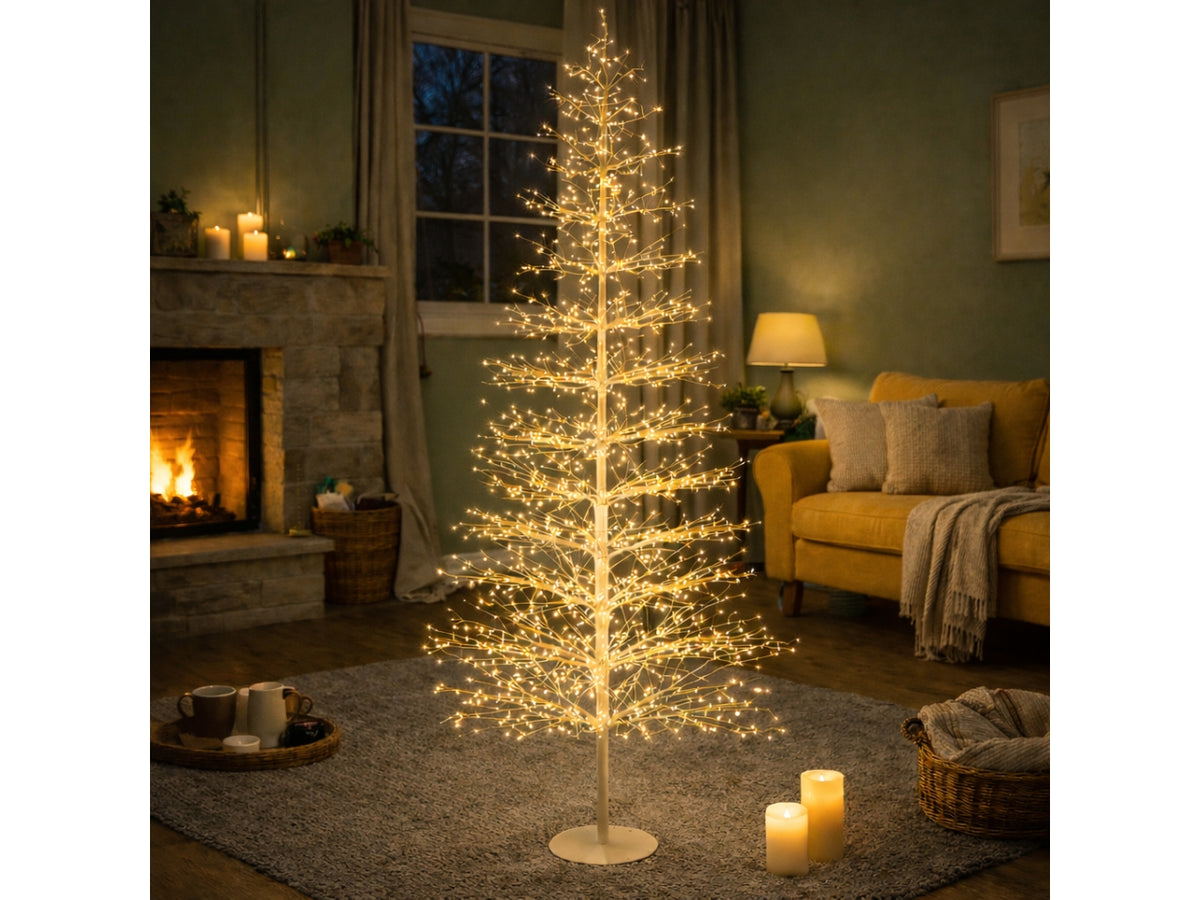 Albero Tiglio 210cm ramo bianco con 1856 microled bianco caldo per uso interno/esterno