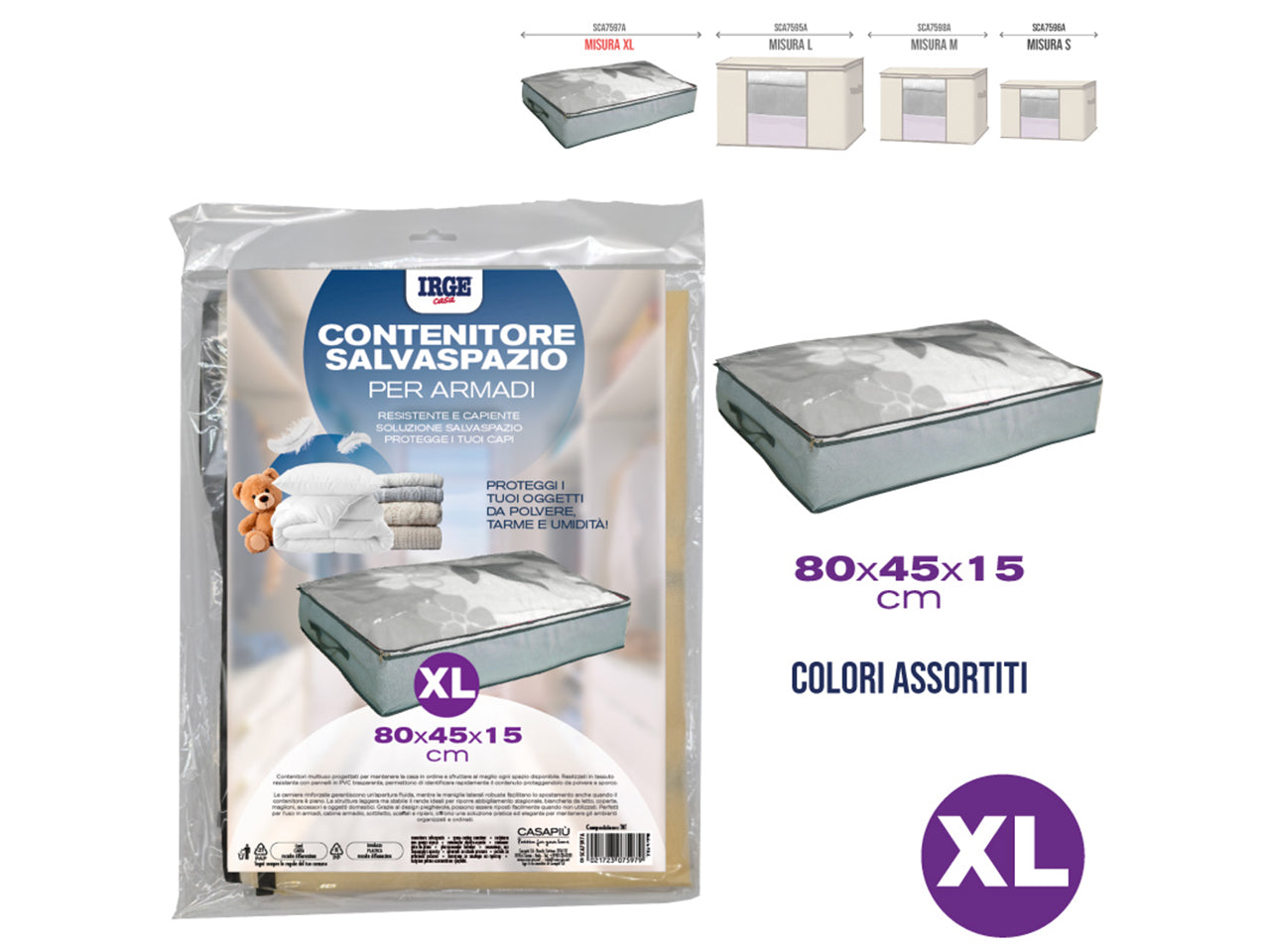 Irge contenitore salvaspazio 80x45xl5cm
