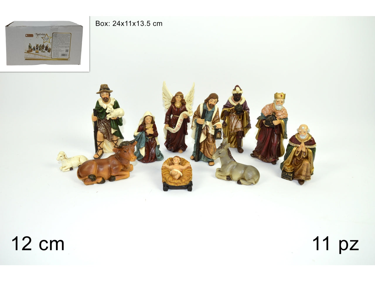 Natività in resina 12cm, set da 11 pezzi