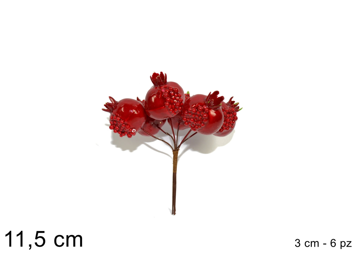 Pick 11,5 cm con 6 melograni rossi